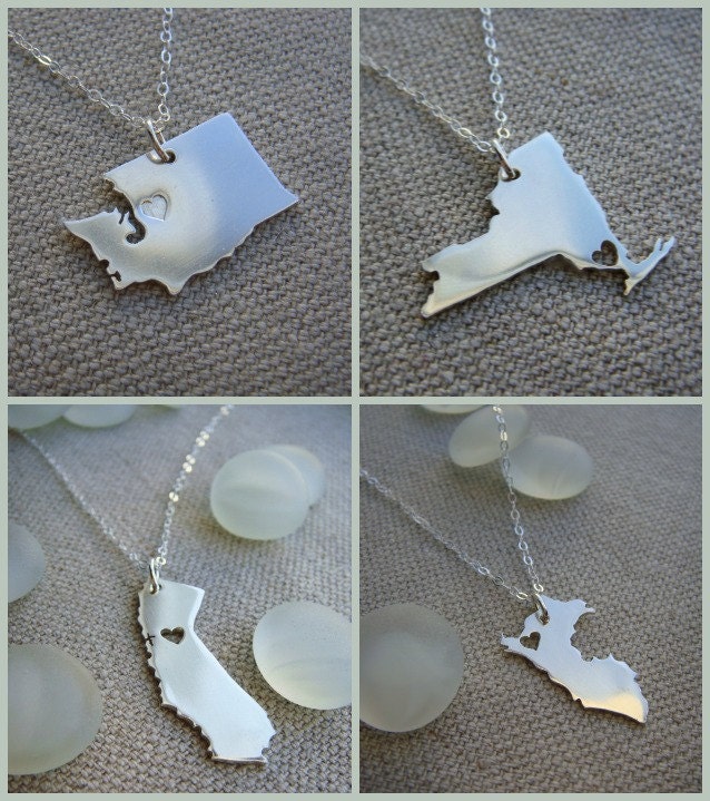 Sterling Silver State Pendants - Made to Order