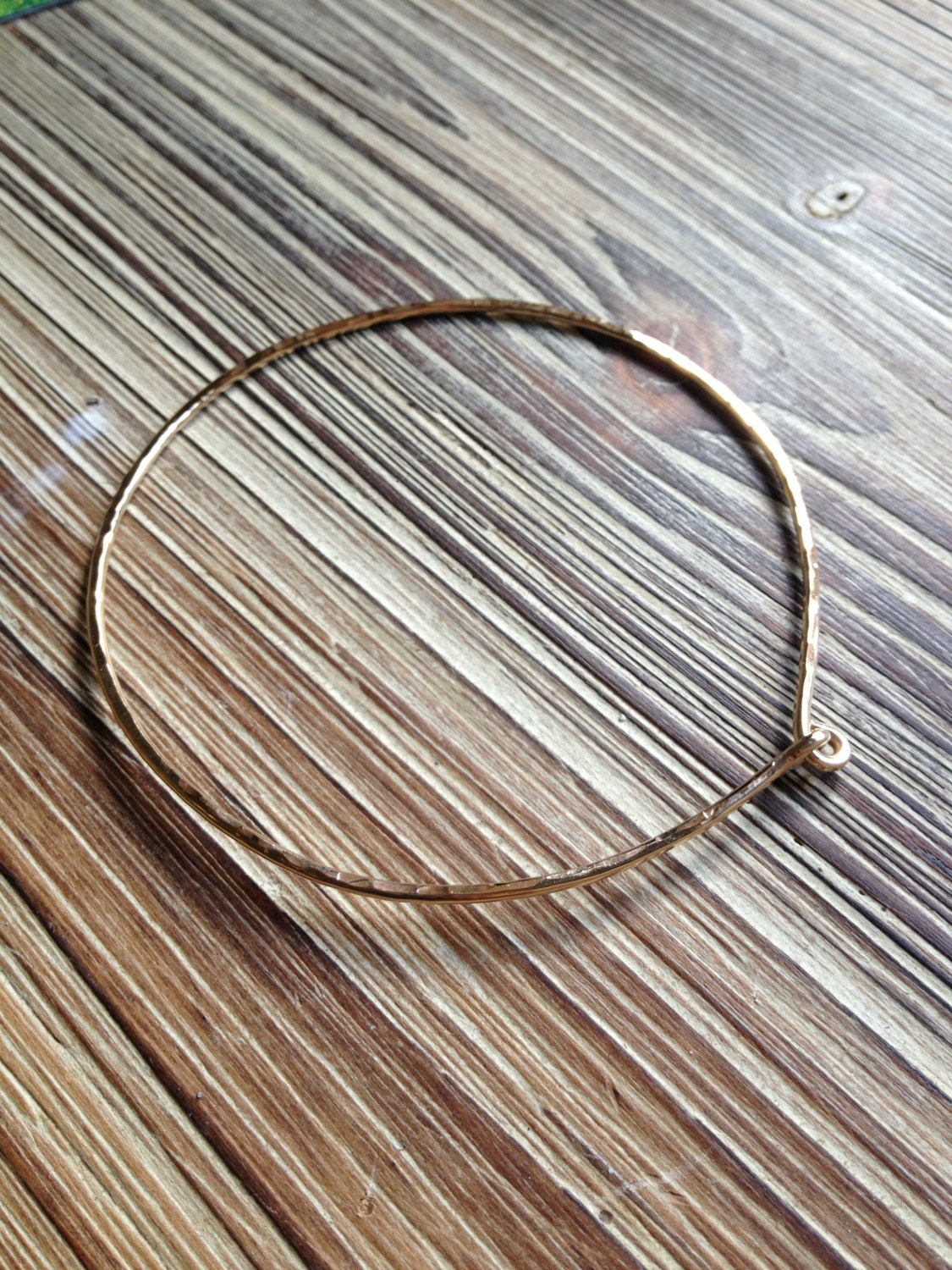 14k Gold Filled Hammered Thin Knotted Bangle Bracelet... Free Shipping...Badkittyhawaii