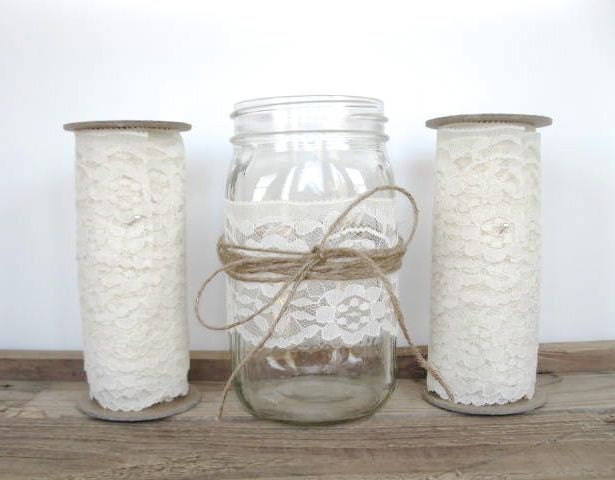 Lace - vintage lace on spool -wide ivory/cream 7 yards - 21 feet - weddings, baby shower, home decor, wedding diy, mason jar lace,  number 6
