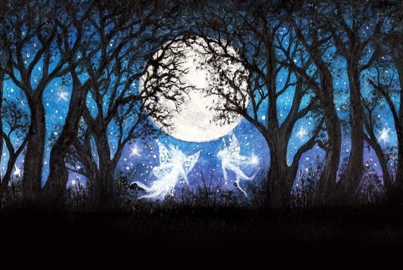 PRINT 4x6" -  Faeries of the magical night - whimsical, Fantasy art