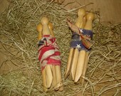 Scented, Americana Fabric Covered Clothespins, Americana, Primitive, Rustic, 4th July