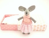Felt  mouse plush stuffed animal pink  miniature matchbox