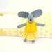 Felt mouse plush yellow miniature matchbox