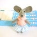 Light blue miniature plush dancer Felt mouse in match box Clara and the nutcracker