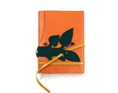 Orange Black Leather Journal, Notebook, Diary - Minimalist Geometric Journal