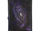 Galaxy Black Leather Journal - Handmade Diary - Night Sky, Astronomy Handbound Journal
