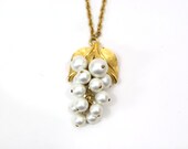 Vintage Grape Cluster Faux Pearl Necklace