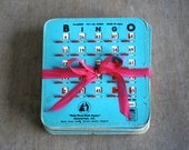BINGO - 8 Vintage Window Lock Bingo Cards, Game, Blue, Summer