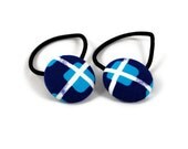 Pair of Covered Button Hair Ties, Blue