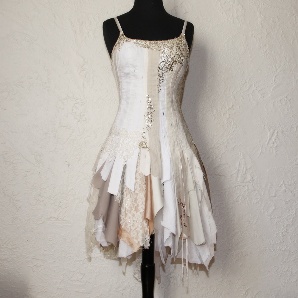 upcycled clothing . tattered alternative wedding dress