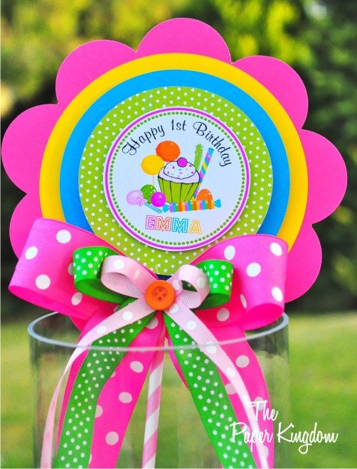Candyland  Centerpiece, Deluxe Birthday Centerpiece, Personalized Sign