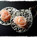 Lace and Roses, enameled filigree earrings