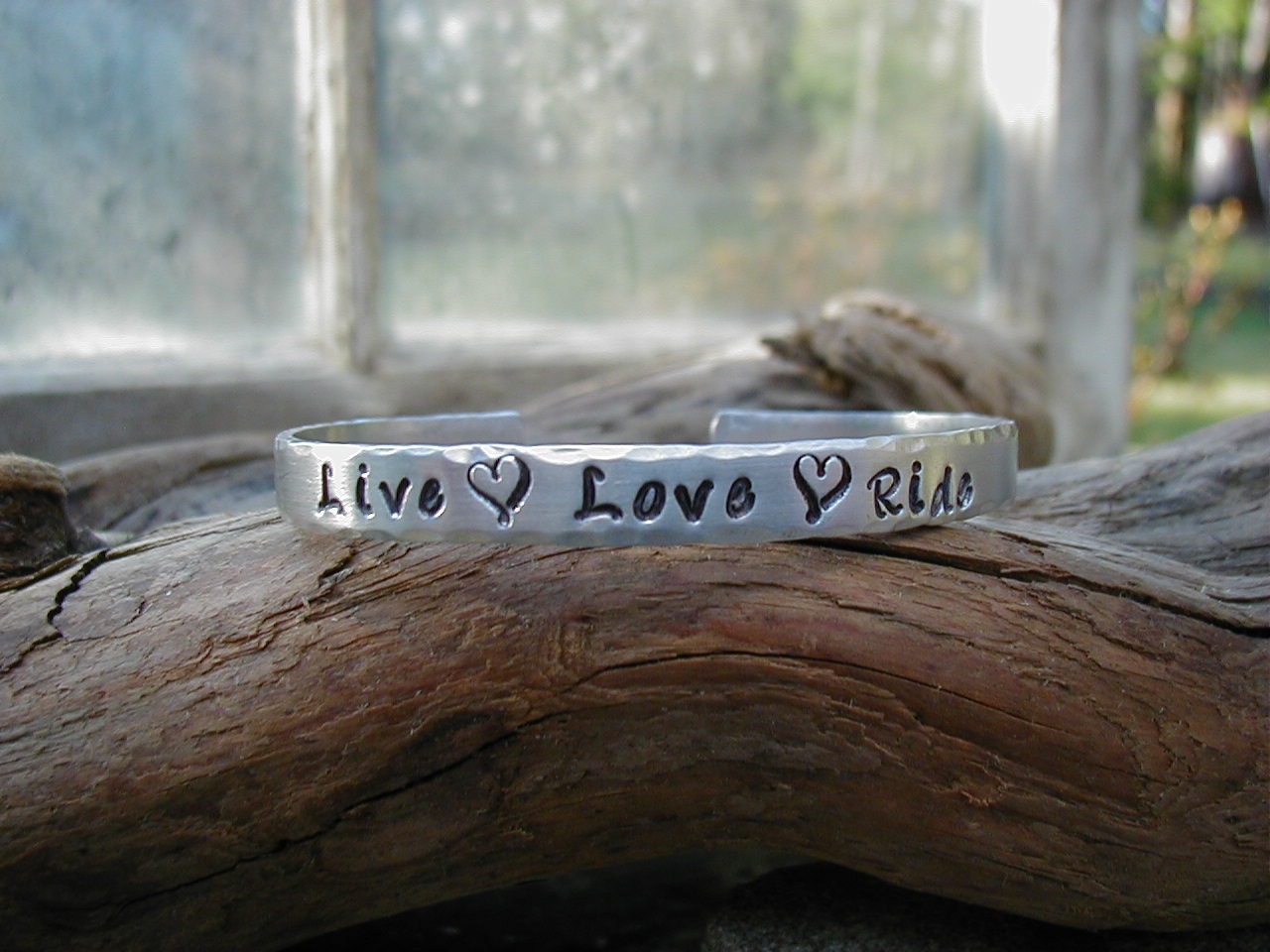 LIVE, LOVE, RIDE  Hand Stamped Cowgirl Equestrian Western Rodeo Horse Lover Cuff