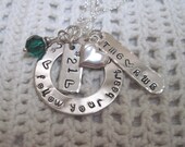 Sterling Silver  Hand Stamped  - Follow Your Heart - Special Occasion, Birthday, Graduation, Anniversary, Wedding