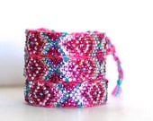 The Original Swarovski Crystal Friendship Bracelet-  Freesia 2 Design  (2 Shades of Pink, Blue and AB )