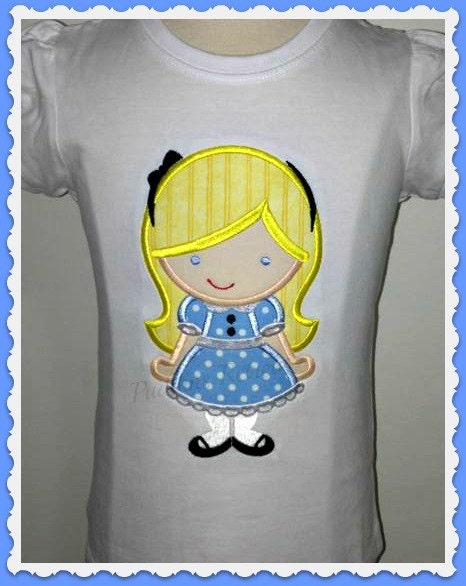 Personalized Alice in Wonderland Shirt or Onesie Appliqued Tee  Girls