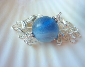 Sea Glass Anklet Ankel Bracelet Blue Marble Beach Seaglass