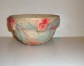 Vintage Stoneware Hanging Planter Crock Bowl Redwing Union Brushware ROSE TRELLIS