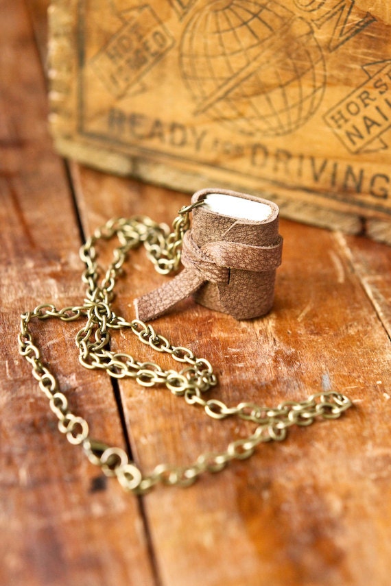 Mini Leather Journal Necklace - Handmade Book Jewelry