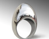20% off SALE Ends May 23- EGG Unique Sterling Silver Ring,  Large Silver Ring, Designer Silver ring, Contemporary  Italian Jewelry