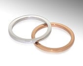 Two Stacking Rings, Stackable Wedding  Bands,  Two Tone Mens Womens Wedding Band, 14k Rose Gold Band, White Gold