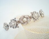 Bridal headband, rhinestone and pearl headband, vintage style head piece, bridal tiara, wedding hair accessory