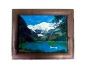 Lake Louise Painting. Vintage 80s Acrylic Painting Framed Signed. Lake of the Little Fishes Painting Canadian Souvenir