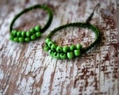Green Beaded Hoop Earrings