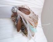 HUNTER - Couture Cream Chocolate Ivory Orange and Seamist Bridal or Bridesmaids Sash