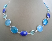 NEW Amelia -- One of a Kind -- Lapis Lazuli, London Blue Quartz, Aqua Green and Violet Blue Chalcedony Gemstone Connector necklace