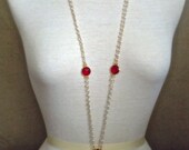 NEW Windsor -- Ruby Quartz Statement Pendant and Freshwater Pearl Long necklace