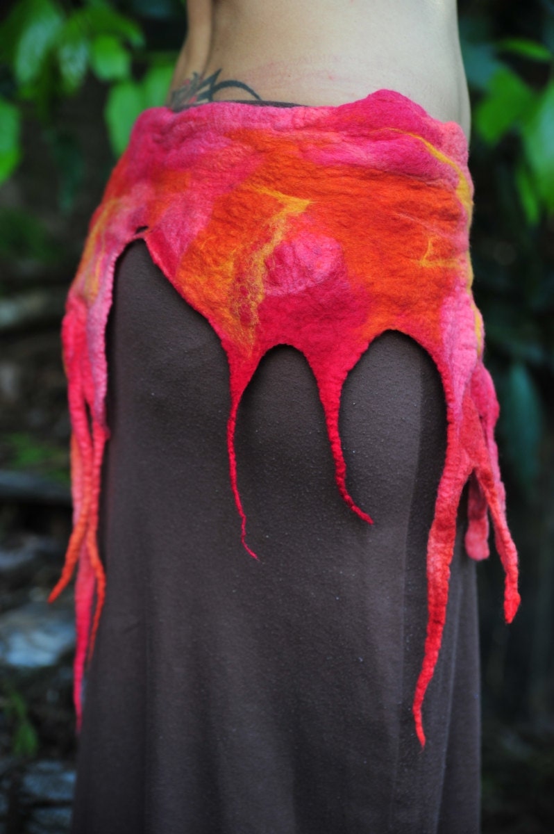 Felted Melted Wild Flames of Fire Fairy Pixie Belt OOAK