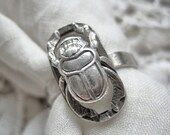 Vintage Scarab beetle ring, sterling silver