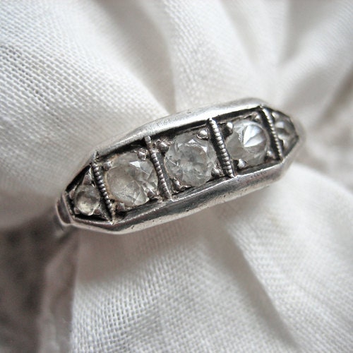 Antique rhinestone ring, France, 1920s