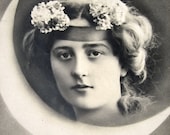 Antique moon girl photo montage postcard, 1900s