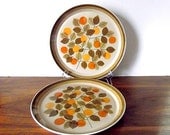 Vintage Mikasa Playmates Plus Dinner Plates, "PATIO", Autumn Leaves, Green, Yellow, Orange