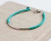 Bar Bracelet with turquoise seed beads - turquoise Miyuki seed beads - friendship bracelet - glass jewelry - Mother's Day Gifts