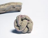 Cocktail ring, linen fabric knot ring, fiber jewelry. Linen beige. Textile jewelry
