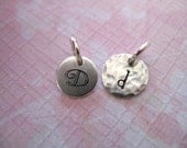 Sterling Silver Initial Monogram Charm Pendant, Stamped Add on Blank Disc, 1 pc, 7 or 8 mm, custom personalized alphabet letter - gemdone