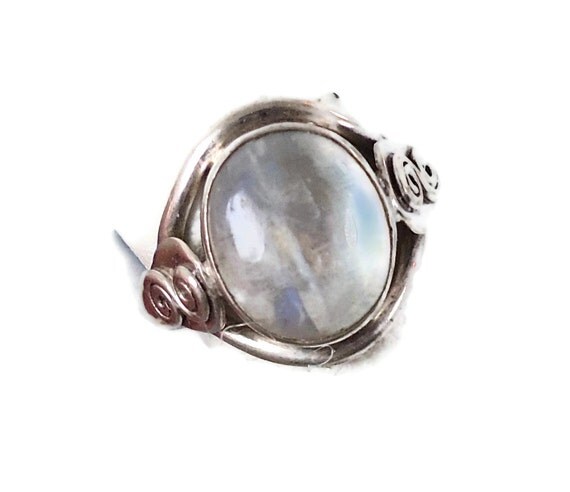 Moonstone Sterling Silver Ring - Vintage Boho Gypsy - Size 7.5 ... Moonstone Sterling Silver Ring - Vintage Boho Gypsy - Size 7.5 ...