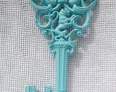 Upcycled Vintage Key - Aqua Lion