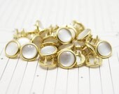 Limited Edition 24 GOLD RIMMED White Cowgirl Snaps Pearl Prong Western Snaps