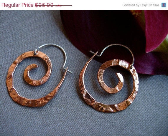 Memorial Day SALE Mini Pound Nautilus Hoops in Coppe or Bronze