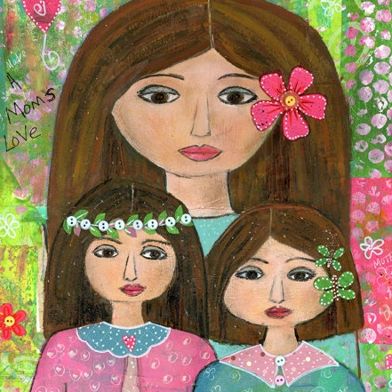 Mom and Daughters Small Ceramic Tile