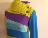 JEWELED  - Hoodie Sweatshirt Sweater - Recycled Upcycled - One of a Kind Women - MEDIUM