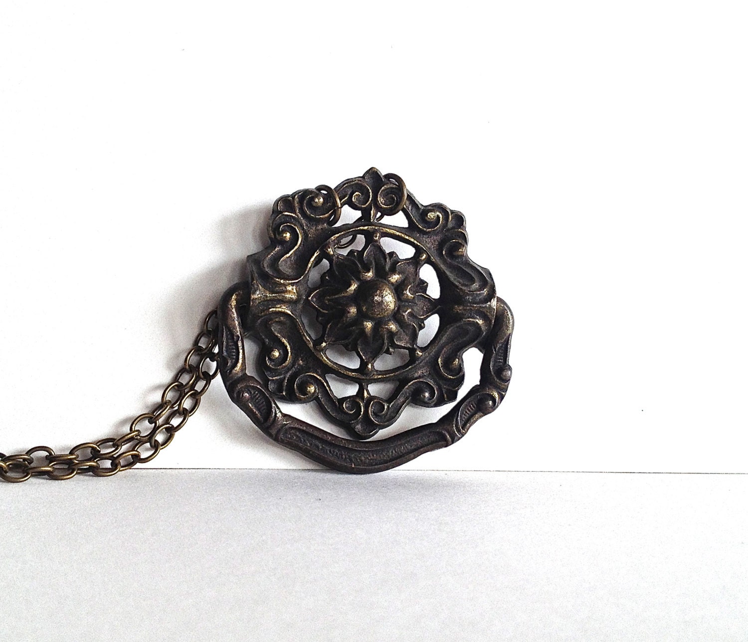 antique drawer pull necklace - royal