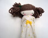 Clara  rag doll - plush toy cloth art doll flowers dress