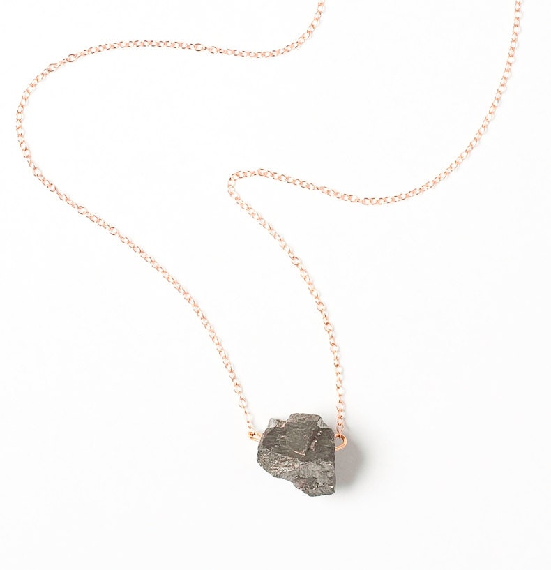 Pyrite Nugget Necklace - 14k Gold Filled Chain
