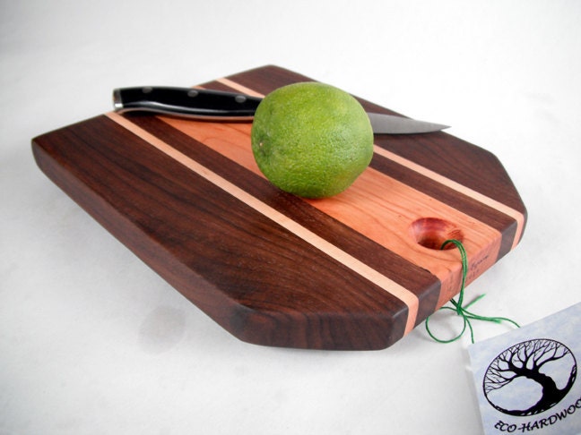 reclaimed black walnut, maple and cherry cutting board