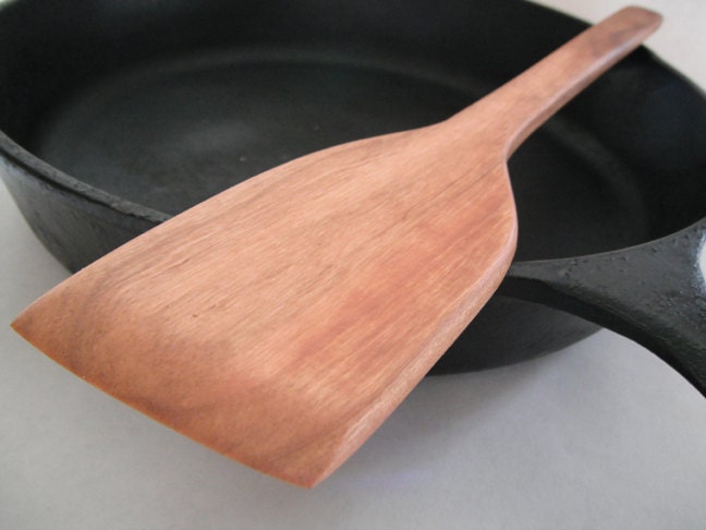 eco reclaimed long handle cherry hardwood spatula